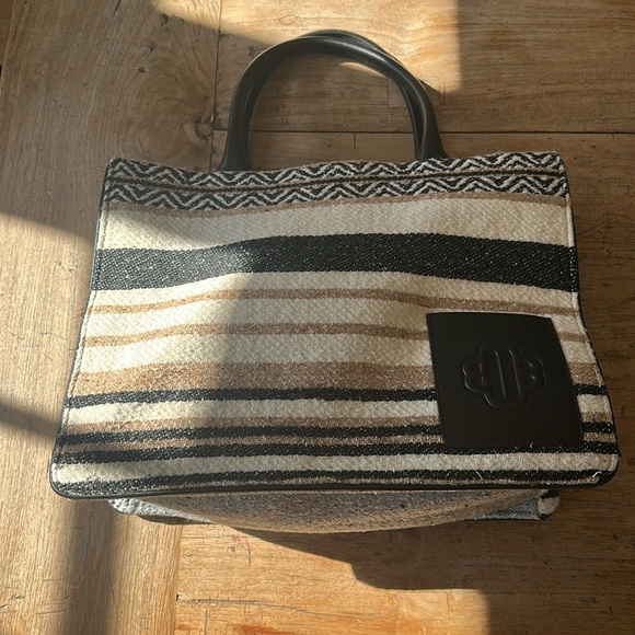 Maje Striped Wool Tote – French Boho Chic Shoulder Bag - Picture 7 of 13